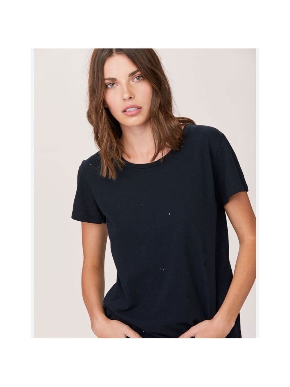 LNA slightly distressed crewneck short sleeve T shirt black small